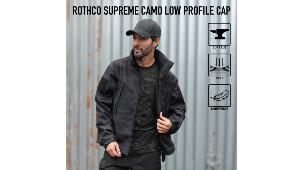 Rothco Midnight Camo Low Profile Caps, Midnight Black Camo, One Size, 613902034273