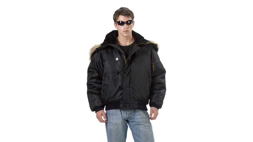 Rothco N-2B Flight Jacket, Black, XL, 7193-Black-XL