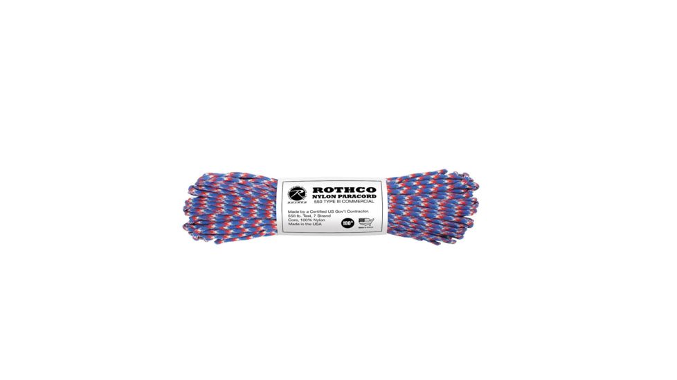 Rothco Nylon Camo Paracord, Red / Blue / White, 127-RedBlueWhite