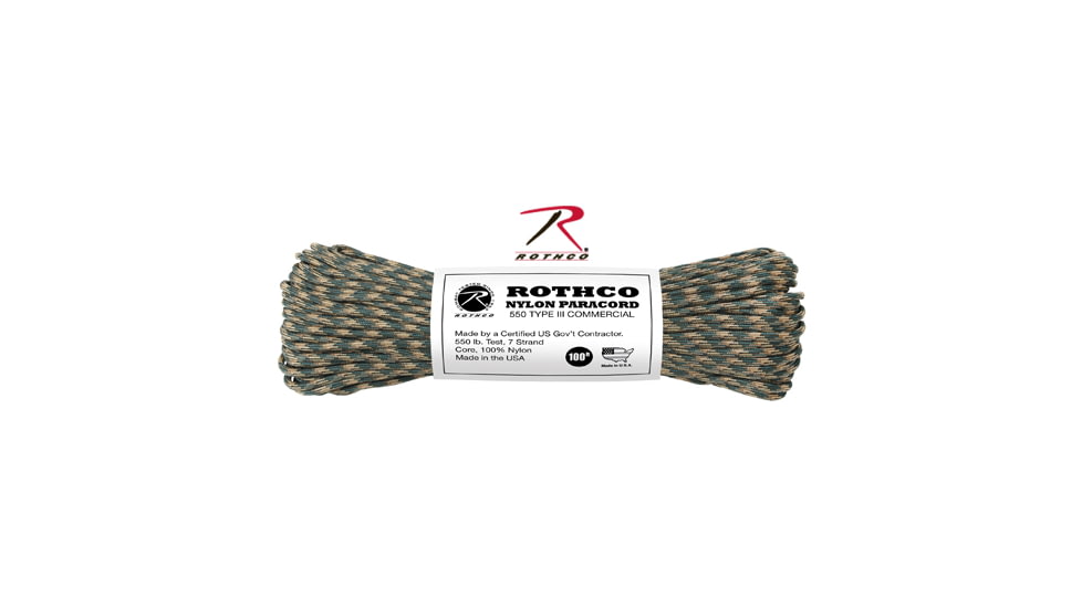 Rothco Nylon Camo Paracord, Woodland Camo, 50 ft, 300-WoodlandCamo-50