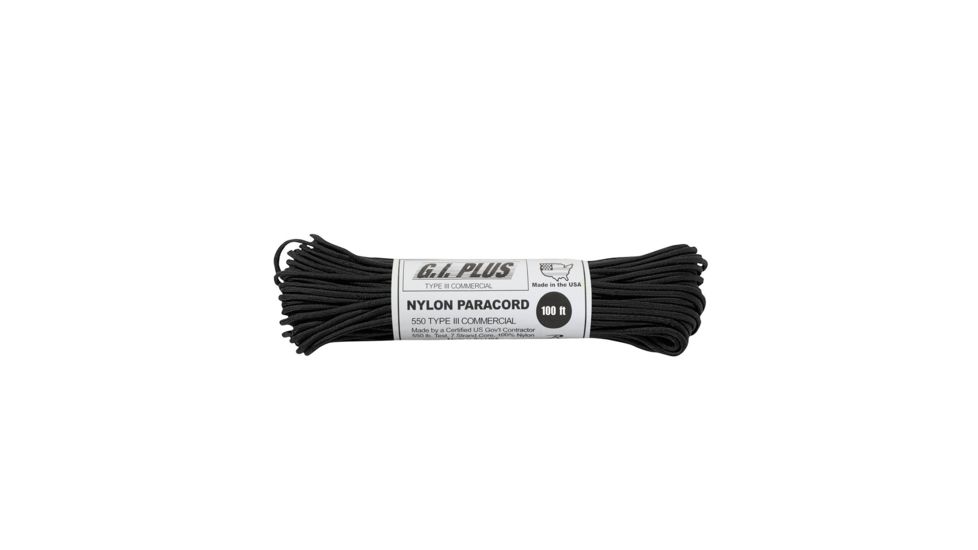 Rothco Nylon Paracord Type III 550 LB 100FT, Black, 308-Black