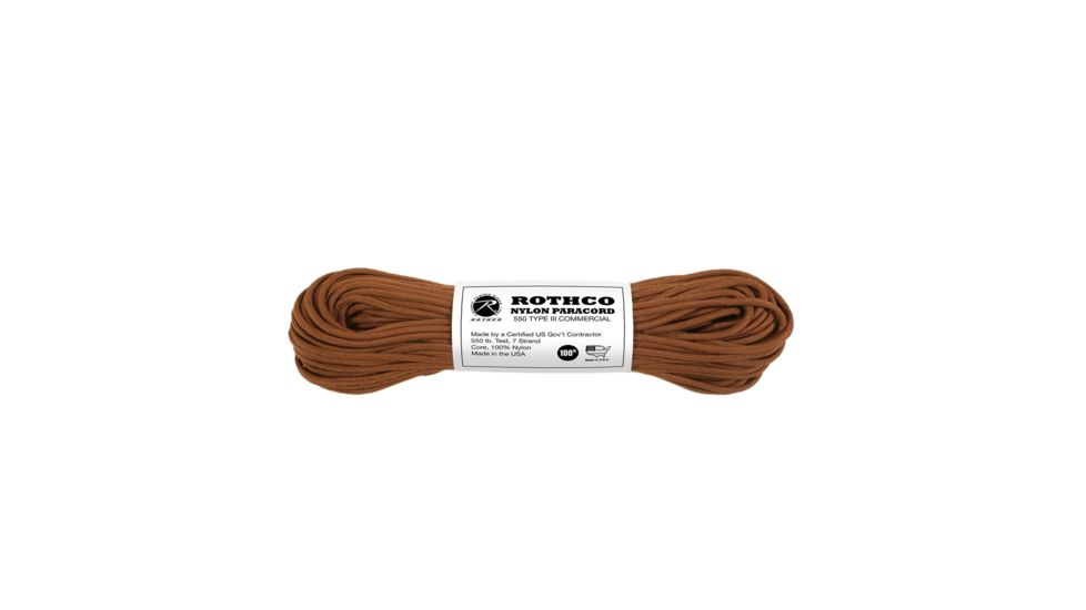 Rothco Nylon Paracord Type III 550 LB 100FT, Chocolate Brown, 122-ChocolateBrown