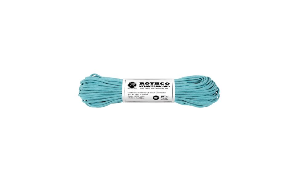 Rothco Nylon Paracord Type III 550 LB 100FT, Turquoise, 129-Turquoise