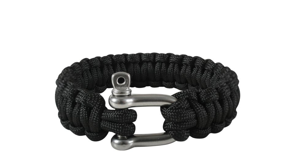 Rothco Paracord Bracelet With D-Shackle, Black, 7, 915-Black-7Inches