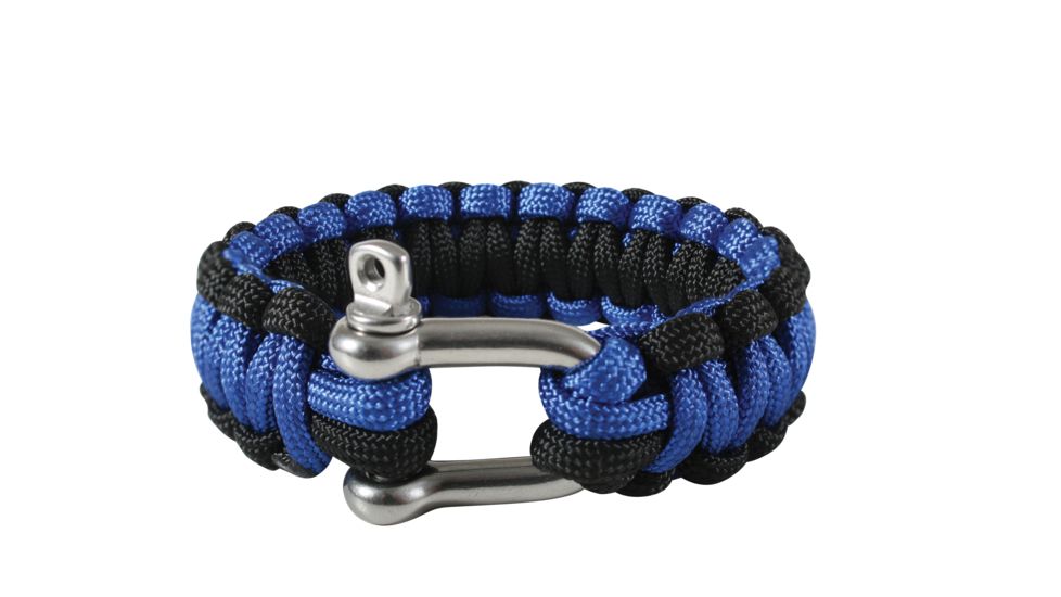Rothco Paracord Bracelet With D-Shackle, Blue/Black, 7, 912-BlueBlack-7Inches