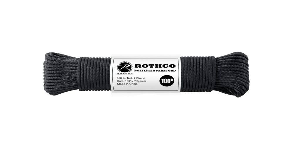 Rothco Polyester Paracord, Black, 50 ft, 30710-Black-50
