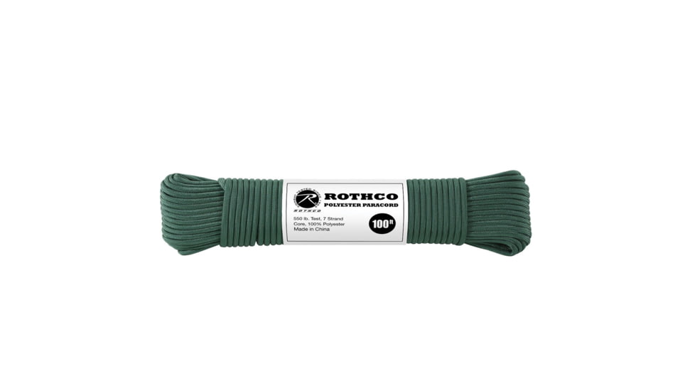 Rothco Polyester Paracord, Hunter Green, 100 ft, 30807-HunterGreen-100