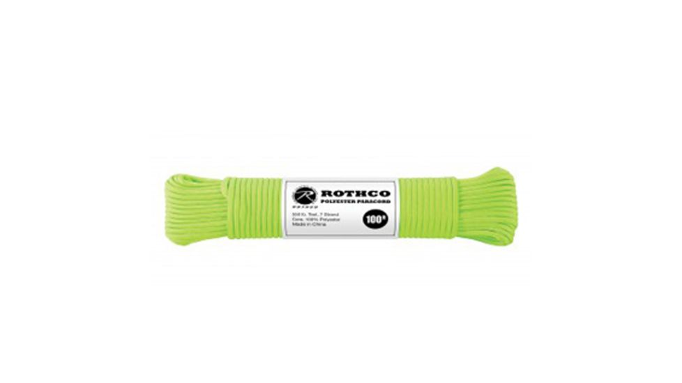 Rothco Polyester Paracord, Safety Green, 100 ft, 30802-SafetyGreen-100