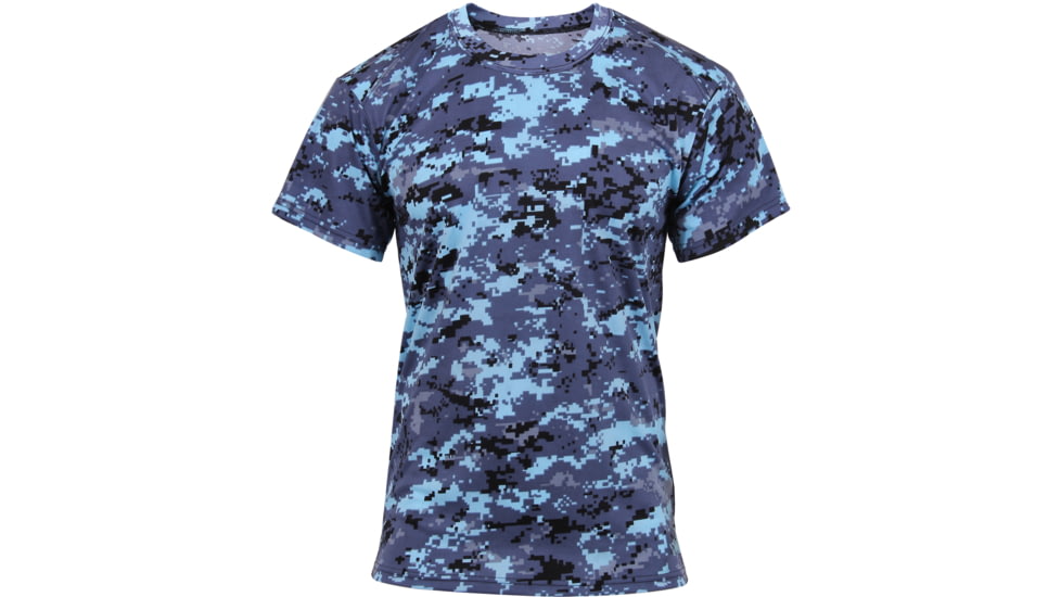 Rothco Polyester Performance T-Shirt, Mens, Sky Blue Digital Camo, Large, 44030-031