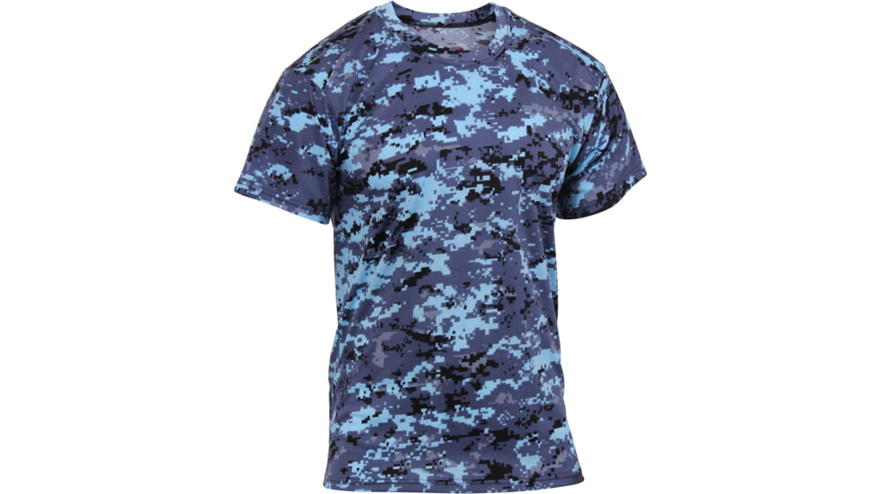 Rothco Polyester Performance T-Shirt, Mens, Sky Blue Digital Camo, Large, 44030-031