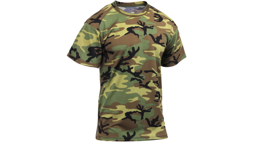 Rothco Polyester Performance T-Shirt, Mens, Woodland Camo, Extra Large, 44010-401