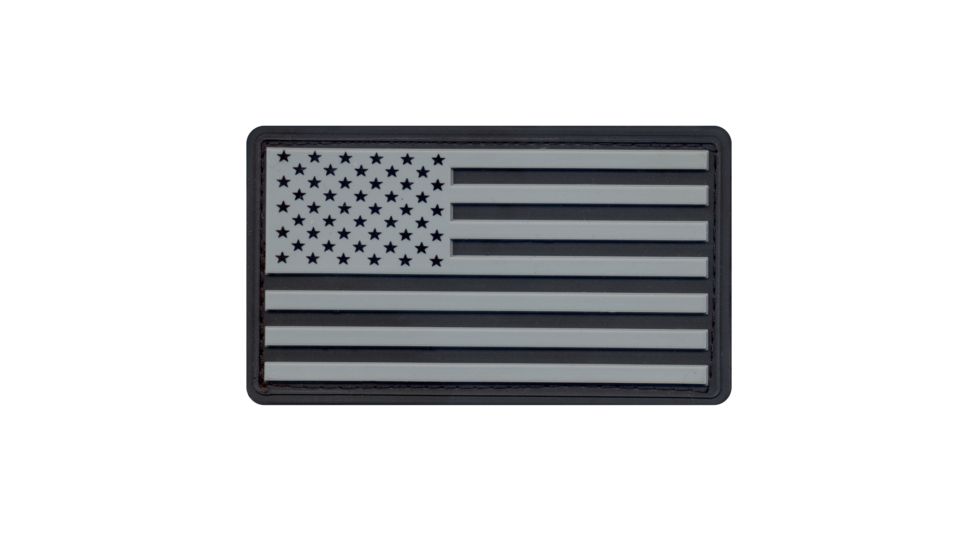 Rothco PVC US Flag Patch With Hook Back, Black/Silver, Bulk Packaging, 27781-BlackSilver-BulkPackaging