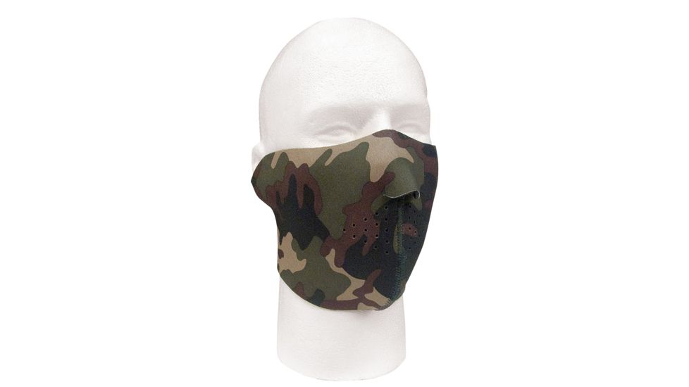 Rothco Reversible Neoprene Half Mask, Woodland Camo, 2201-WoodlandCamo