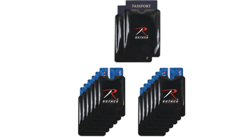Rothco RFID Blocking Credit Card and Passport Sleeve, 12/Pack, Black, 1078