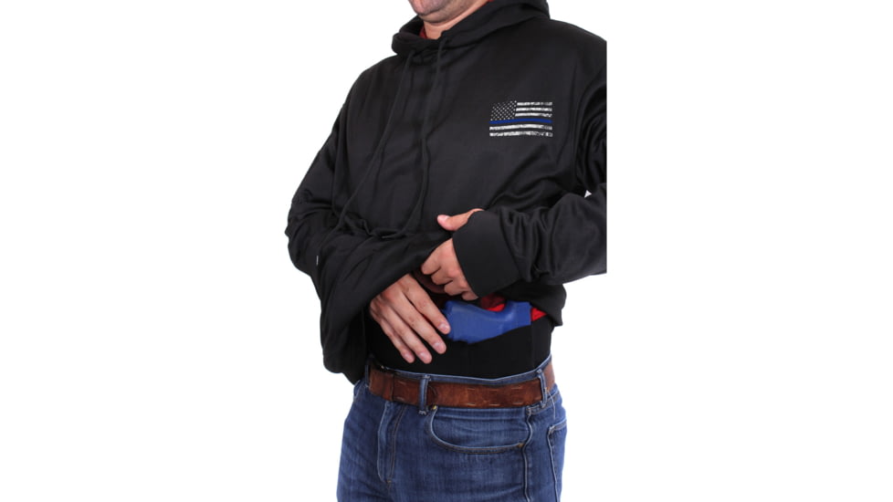 Rothco Thin Blue Line Concealed Carry Hoodie, Black, Small, 52071-Black-S