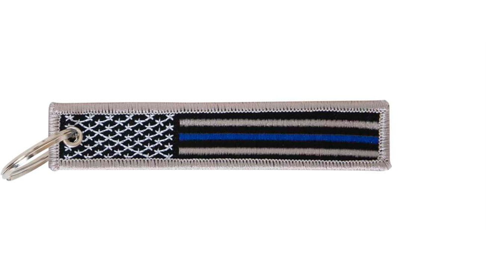 Rothco Thin Blue Line Flag Patch Keychain, Polyester, Zinc Alloy, 1258