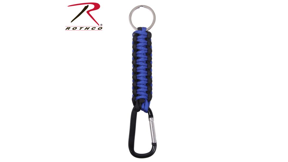 Rothco Thin Blue Line Paracord Keychain With Carabiner, 99804