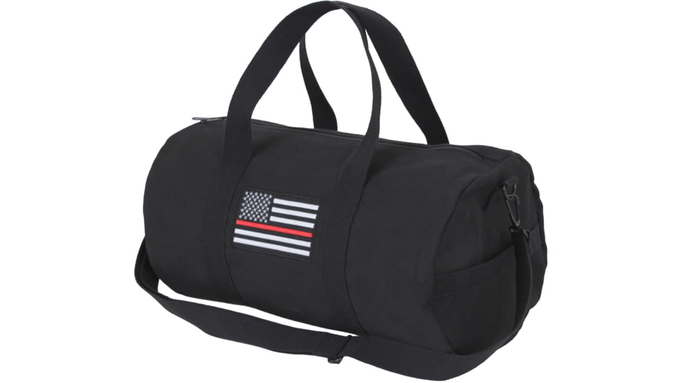 Rothco Thin Red Line Canvas Shoulder Duffle Bag, Black, 19 x 9, 2260