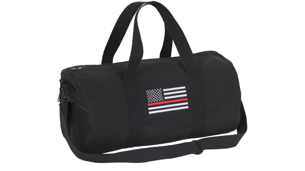 Rothco Thin Red Line Canvas Shoulder Duffle Bag, Black, 19 x 9, 2260