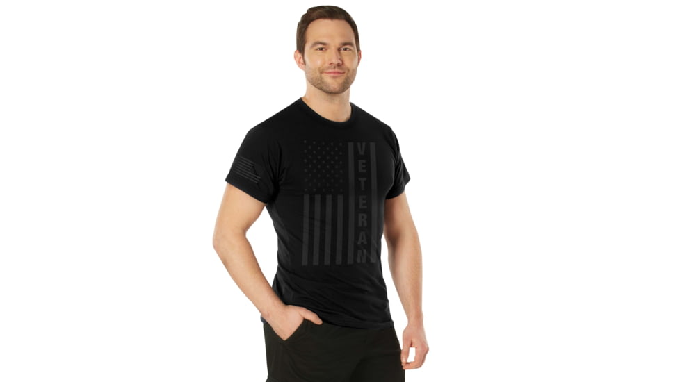 Rothco Veteran Flag T-Shirt - Mens, Black, Small, 27930-Black-S