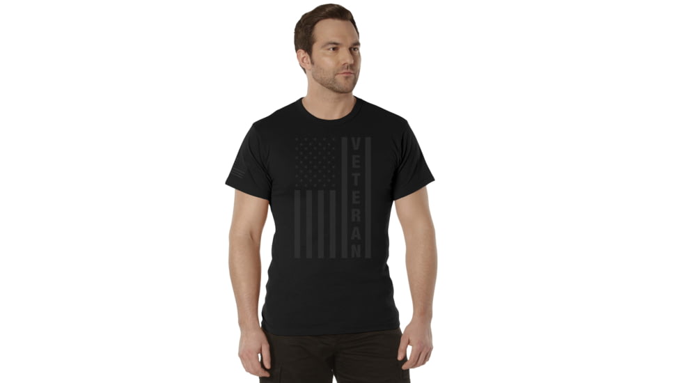 Rothco Veteran Flag T-Shirt - Mens, Black, Small, 27930-Black-S
