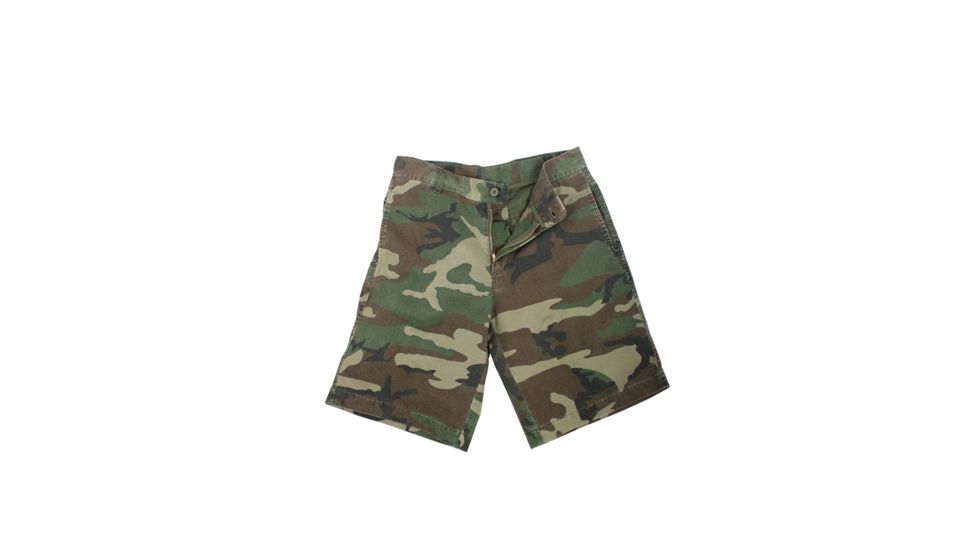 Rothco Vintage 5 Pocket Flat Front Shorts, Woodland Camo, 40, 2630-WoodlandCamo-40