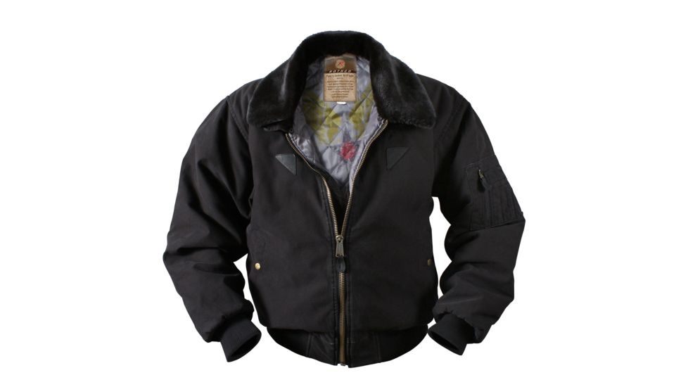 Rothco Vintage B-15A Bomber Jacket, Black, Small, 8640-Black-S