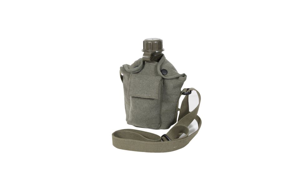 Rothco Vintage Canvas Carry-All Canteen Cover With Shoulder Strap, Olive Drab, 614-OliveDrab
