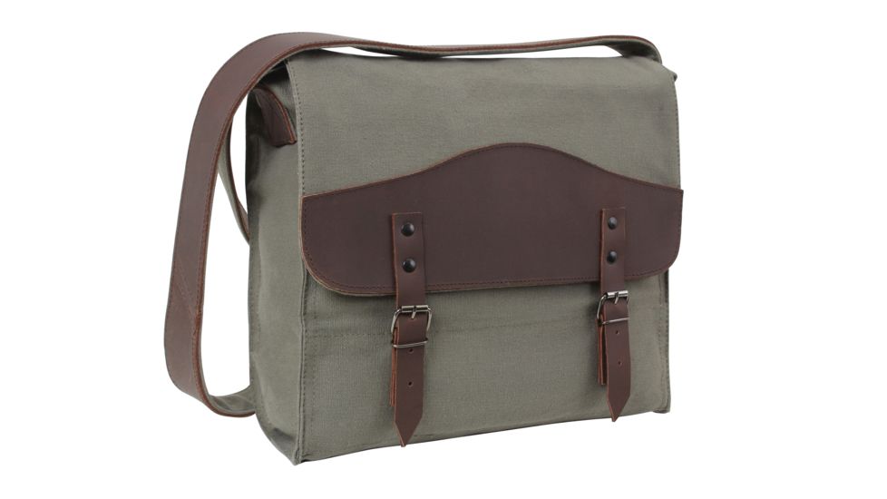 Rothco Vintage Canvas Medic Bag w/ Leather Accents, Olive Drab, 9671-OliveDrab