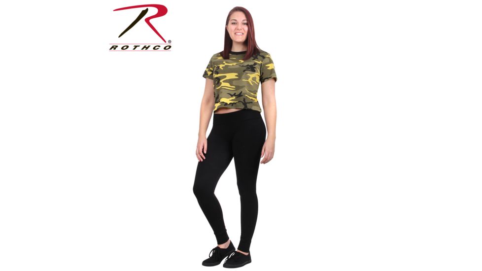 Rothco Womens Camo Crop Top, Stinger Yellow Camo, L, 1944-StingerYellowCamo-L