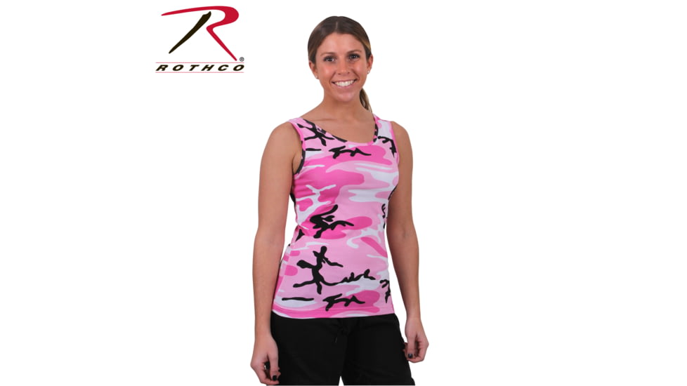 Rothco Womens Camo Stretch Tank Top, Pink Camo, Extra Small, 4492-PinkCamo-XS