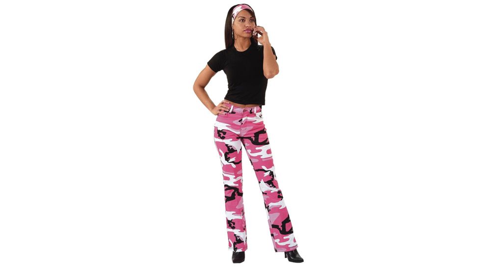 Rothco Womens Camouflage Stretch Flare Pants, Pink Camo, Range 1 - 2, 3348-PinkCamo-1-2