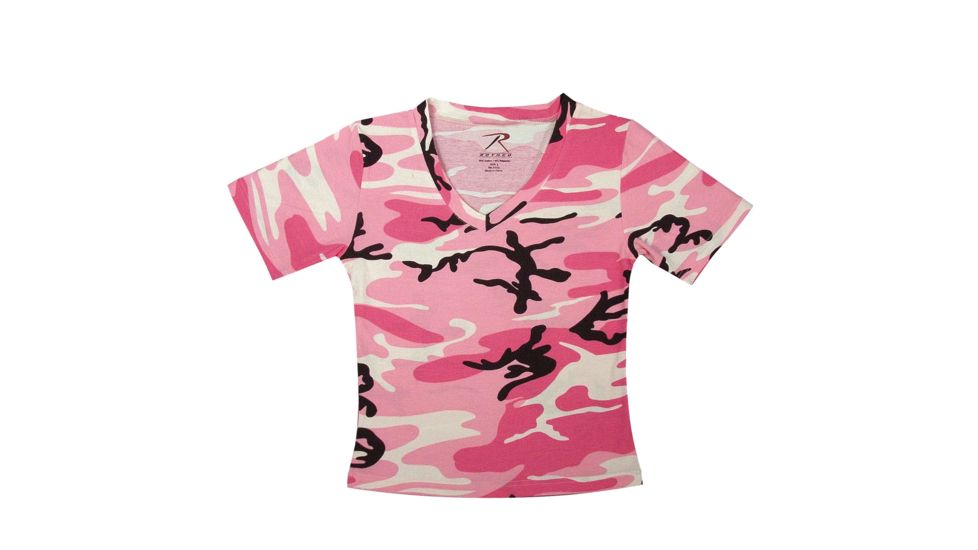 Rothco Womens Short Sleeve Camo V-Neck T-Shirt, Pink Camo, Extra Small, 8756-PinkCamo-XS