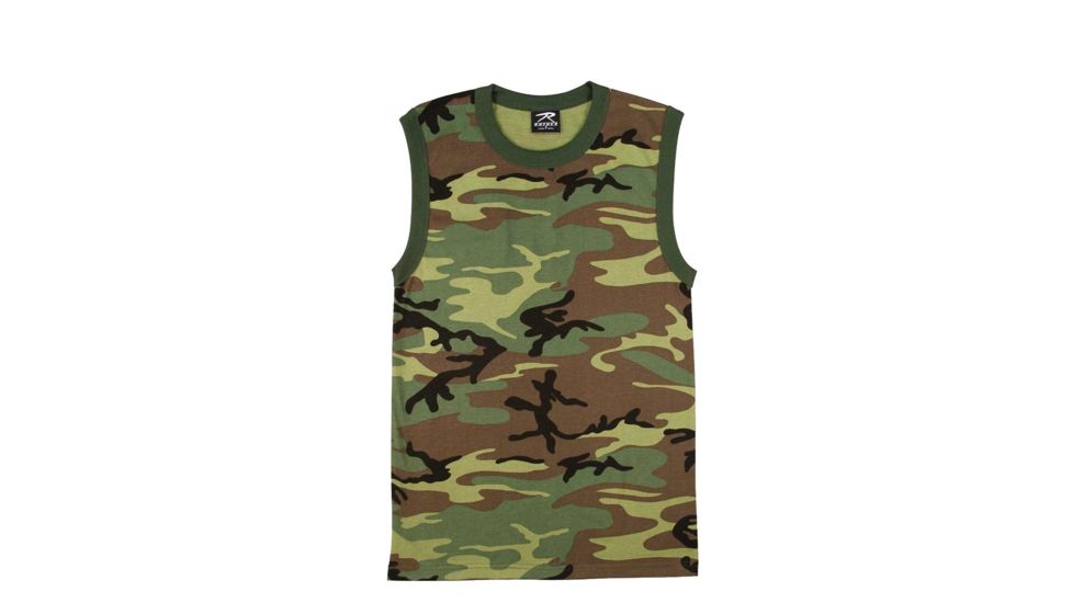 Rothco Woodland Camo Muscle Shirt, 2XL, 6710-2XL