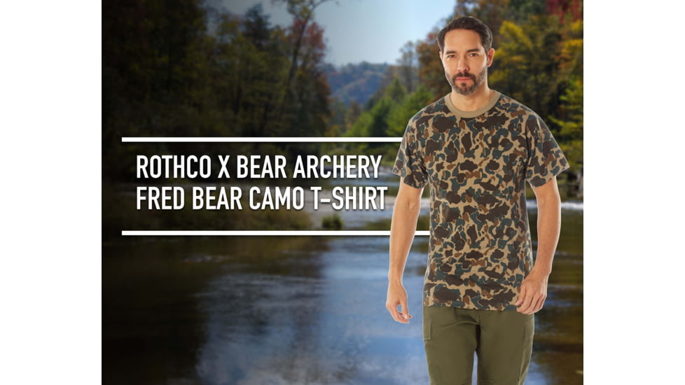 Rothco X Bear Archery Fred Camo T-Shirt, Camo, Small, 613902035959
