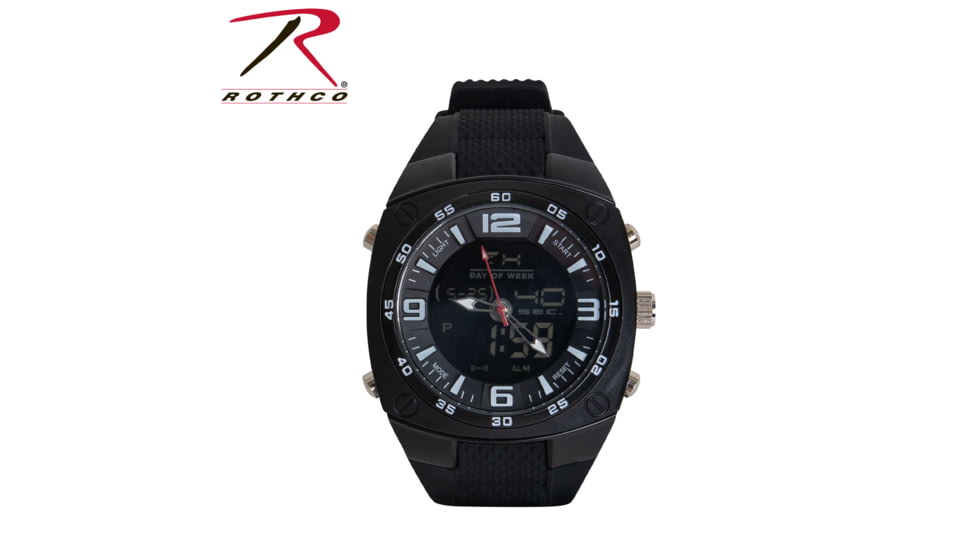 Rothco XLarge Military Style Analog &amp; Digital Display Watch, Black, 44883-Black