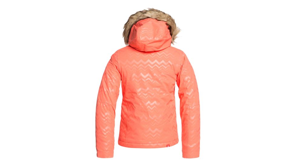 Roxy American Pie Solid Jacket - Girls, 8, Living Coral Aztec Spirit Emboss, Small, ERGTJ03085-MJL4-8/S