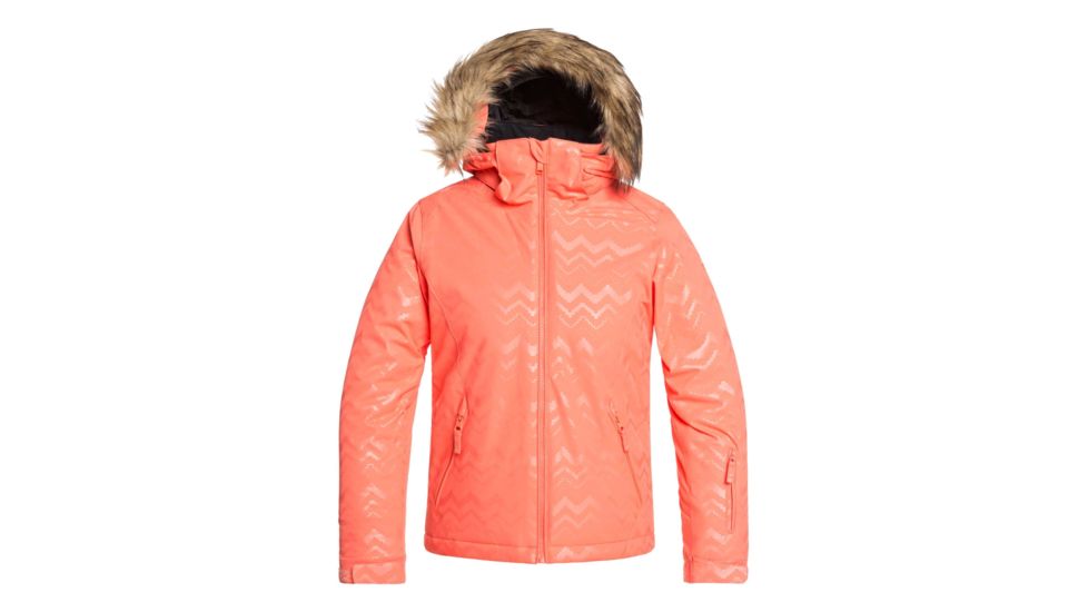 Roxy American Pie Solid Jacket - Girls, 8, Living Coral Aztec Spirit Emboss, Small, ERGTJ03085-MJL4-8/S