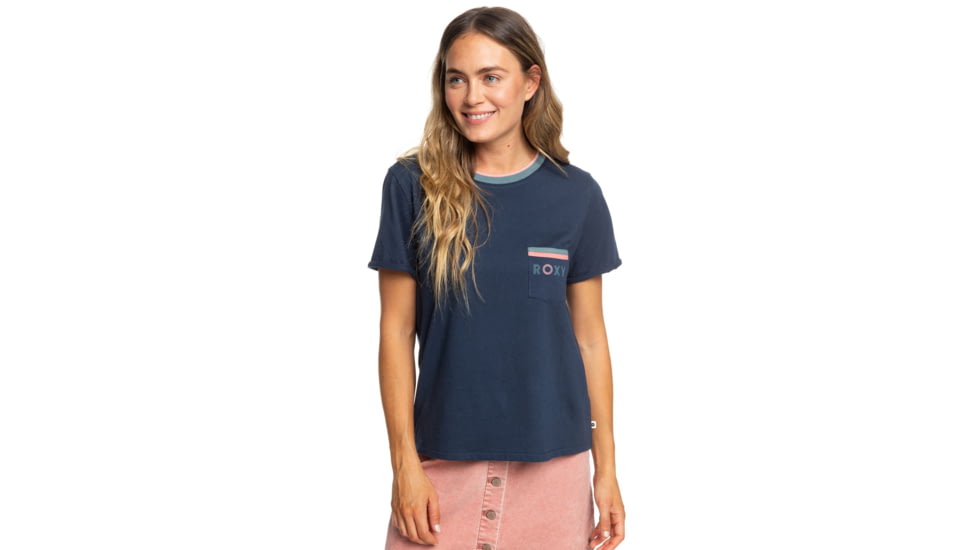Roxy Broken Lines T-Shirt - Womens, Mood Indigo, Small, ERJZT04697-BSP0-S