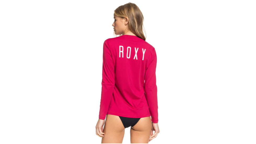 Roxy Enjoy Waves Long Sleeve UPF 50 Rashguard - Womens, Cerise, Small, ERJWR03368-MQT0-S