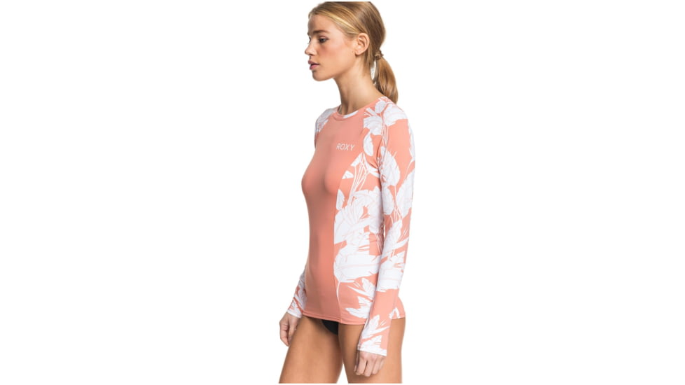 Roxy Fashion Long Sleeve UPF 50 Rashguard - Women's, Terra Cotta Flying Flowers, Small, ERJWR03371-MJN2-S
