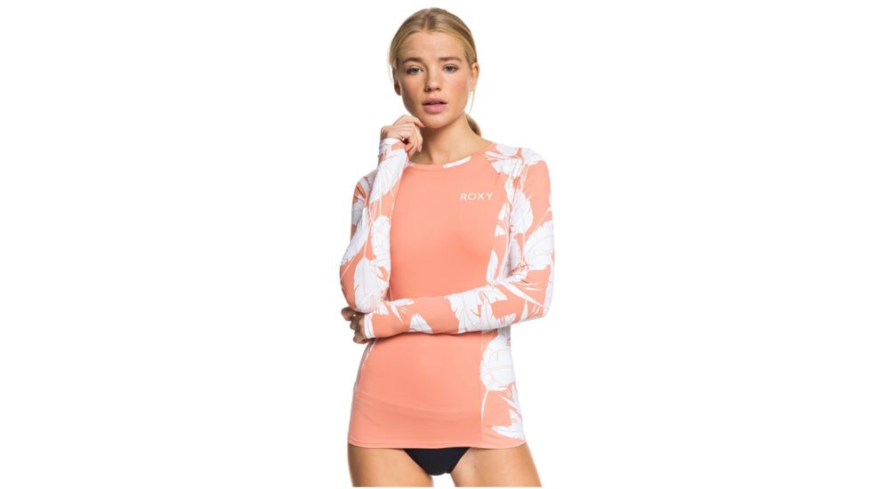 Roxy Fashion Long Sleeve UPF 50 Rashguard - Womens, Terra Cotta Flying Flowers, Small, ERJWR03371-MJN2-S