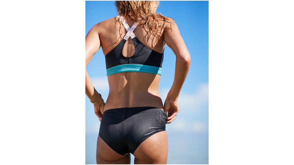 Roxy Fitness Shorty Bikini Bottoms - Womens, Anthracite, Small, ERJX403913-KVJ0-S