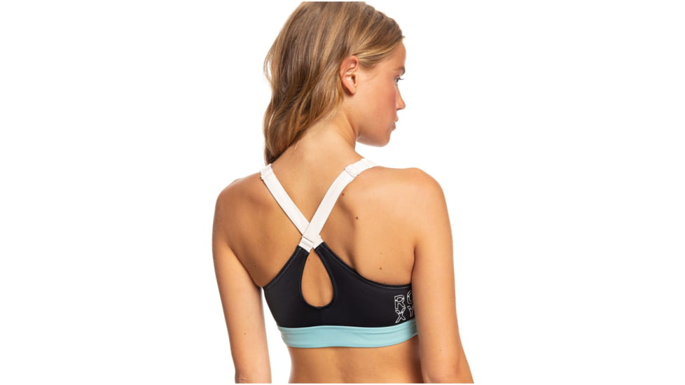 Roxy Fitness Sports Bra Bikini Top - Women's, Anthracite, Large, ERJX304126-KVJ0-L