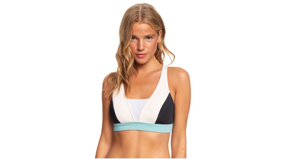 Roxy Fitness Sports Bra Bikini Top - Womens, Anthracite, Large, ERJX304126-KVJ0-L