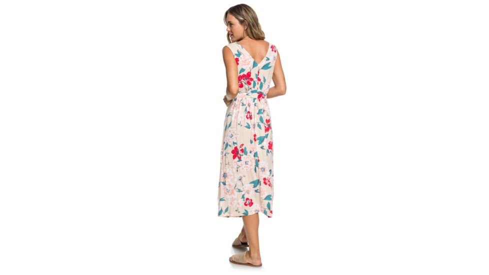 Roxy In The Mood For Dance Wrap-Front Midi Dress - Womens, Ivory Cream New Flowers, Small, ERJWD03336-TFM6-S