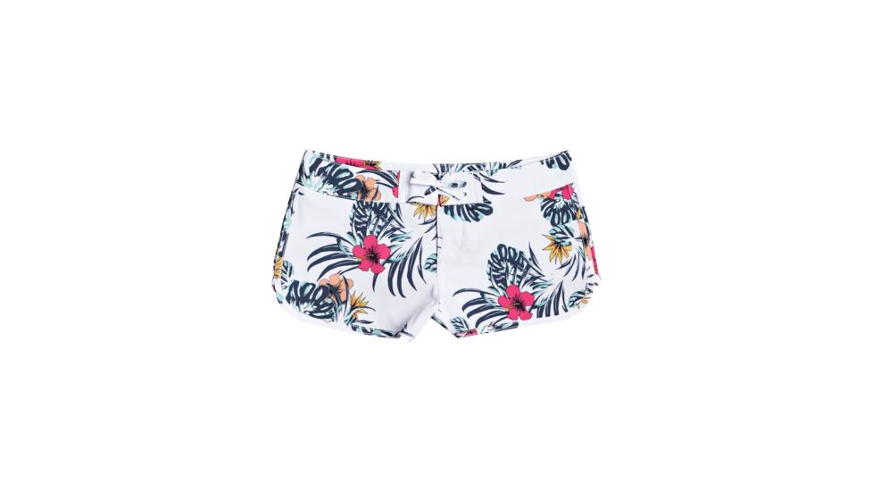 Roxy Love Waimea Boardshorts - Girl's, Bright White Badami, 8/Small, ERGBS03073-WBB4-8/S