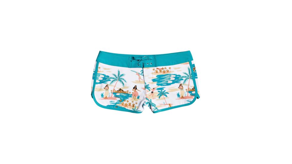 Roxy Love Waimea Boardshorts - Girls, Bright White Honolul, 8/Small, ERGBS03073-WBB9-8/S