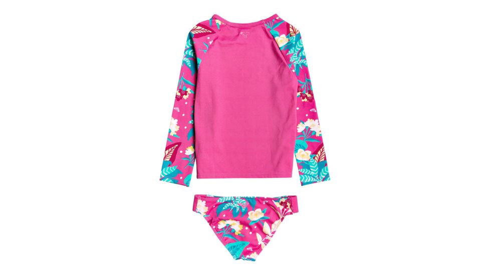 Roxy Magical Sea Long Sleeve UPF 50 Rashguard Set - Girls, Pink Flambe Sunnypla, 4, ERLWR03140-MLB6-4
