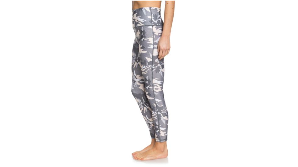 Roxy Night Fall High Waist Fitness Leggings - Womens, Charcoal Heather Darwin, Large, ERJNP03299-SZCH-L